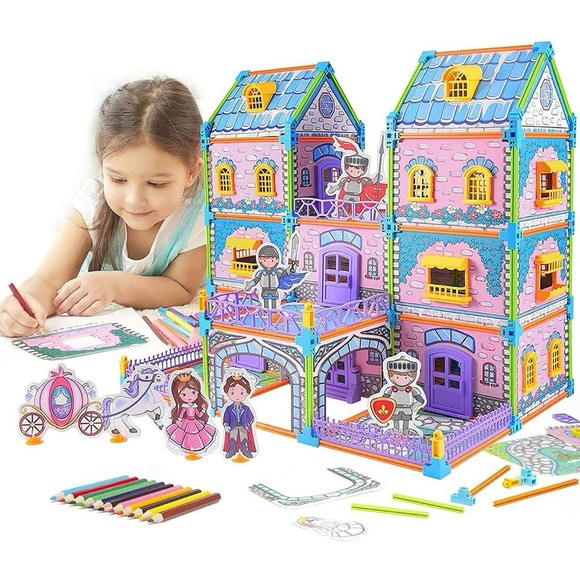 STEM Princess Castle Graffiti Assembly 266 pcs 3+ Kid Toys DIY Art Coloring Book - Picture 3 of 7